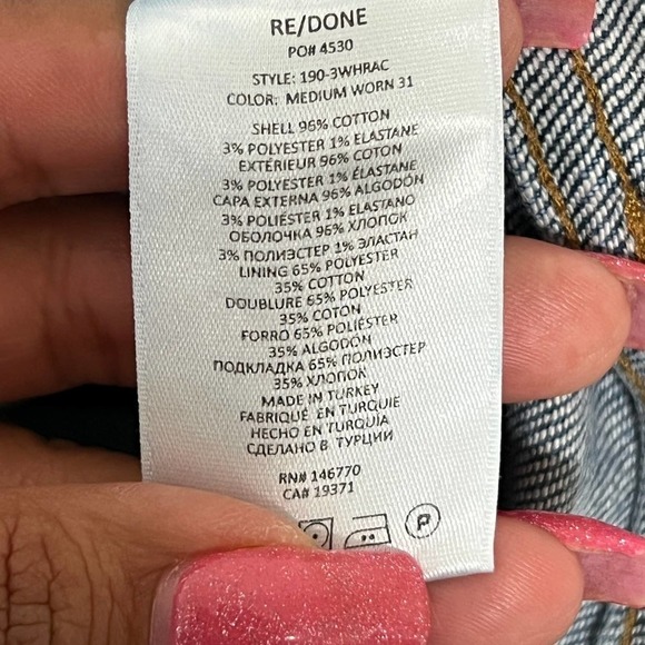 RE/DONE 90's High Rise Ankle Crop in Medium Worn Distressed Jeans Size: 29 - Picture 8 of 10